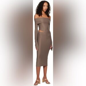 BINYA SSENSE Exclusive Brown Raices Midi Skirt